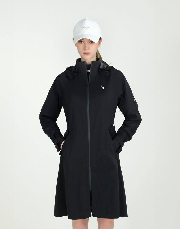 블랙 여성 퍼피로고 레인 코트(HWJU5B313BK)