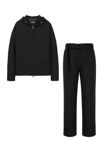 블랙《Fall Wool Blended》핸드메이드 후디 세트