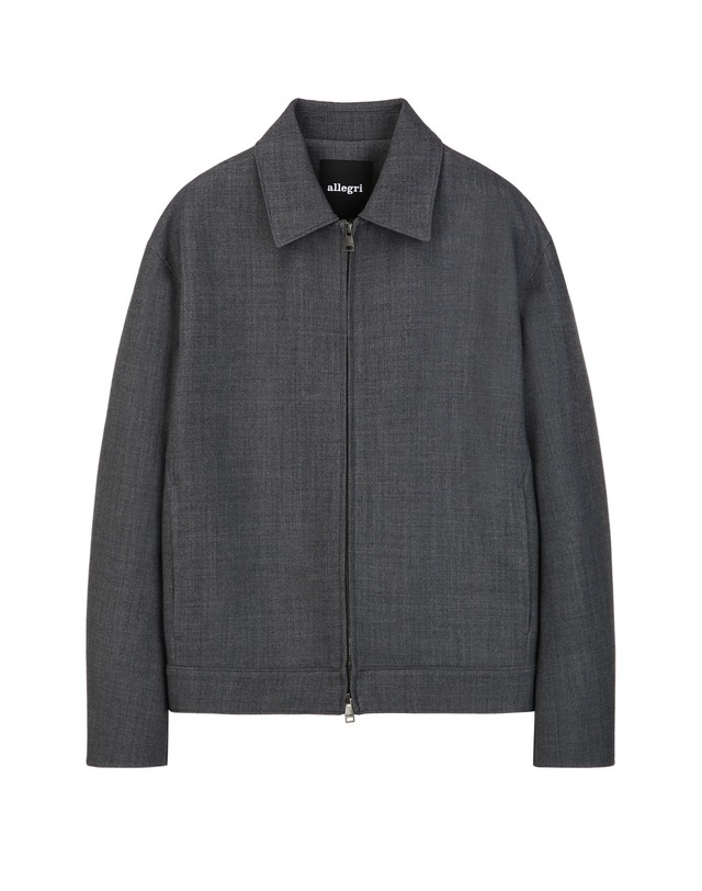 알레그리 챠콜 《Fall Wool Blended》핸드메이드 블루종 팬츠 세트 차콜 그레이 착용컷