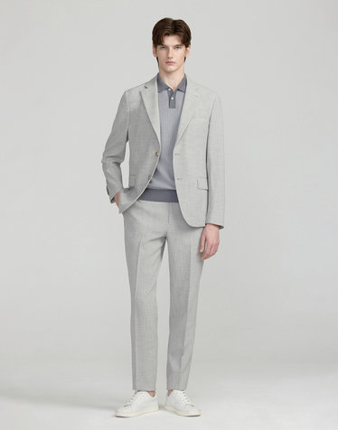 [SET-UP][IMPORTED FABRIC] 라이트그레이 폴리 강연 자켓 & 히든터널 스트레치 팬츠