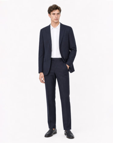 [LORO PIANA 원단] 네이비 울100% 글렌체크 수트