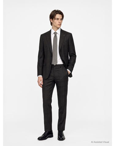 [BRITAIN][LORO PIANA 원단] 브라운 울 100% NATURAL 체크 수트