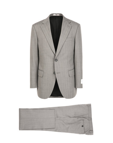 [LONDON][CANONICO] 다크 베이지 울 100% 스트라이프 헤링본 수트