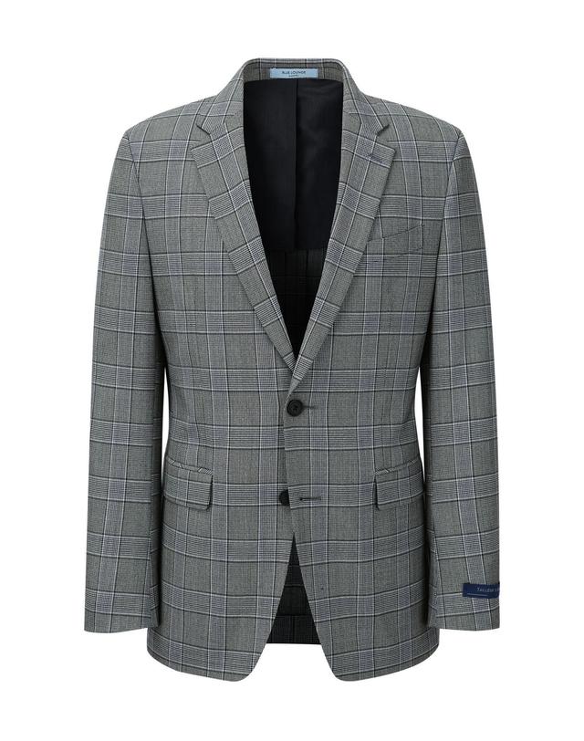 블루 라운지 세트 [BOND FIT] 그레이 글렌체크 패턴 울 혼방 수트 착용컷