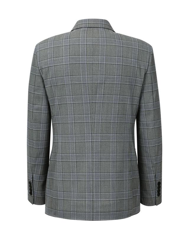 블루 라운지 세트 [BOND FIT] 그레이 글렌체크 패턴 울 혼방 수트 착용컷