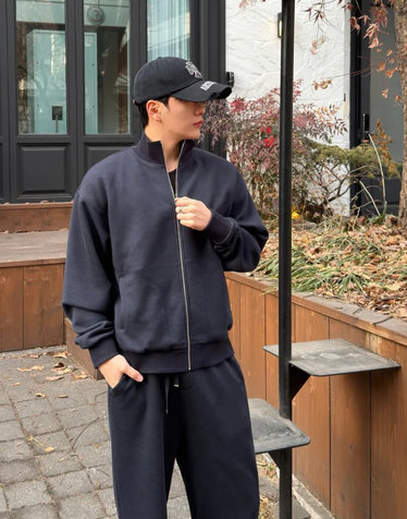 [SET] [NEW YORK SWEAT] UrbanShell 트랙집업 &와이드핏 조거팬츠 셋업 - 다크네이비