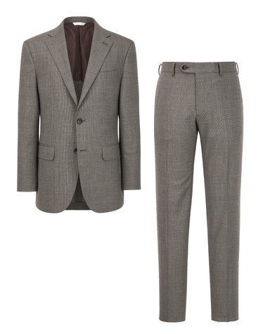 [COMFORT][ZEGNA] 라이트 브라운 울 강연 하운드투스 패턴 수트