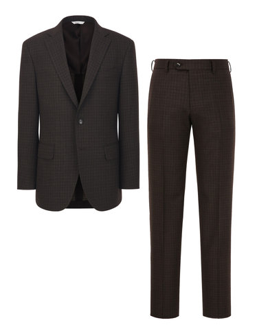 [MILANO][DORMEUIL] 브라운 울 강연 체크 수트