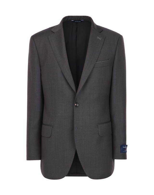 마에스트로 세트 [MILANO][ZEGNA TROFEO] 다크브라운 울 솔리드 수트 진한 브라운 착용컷