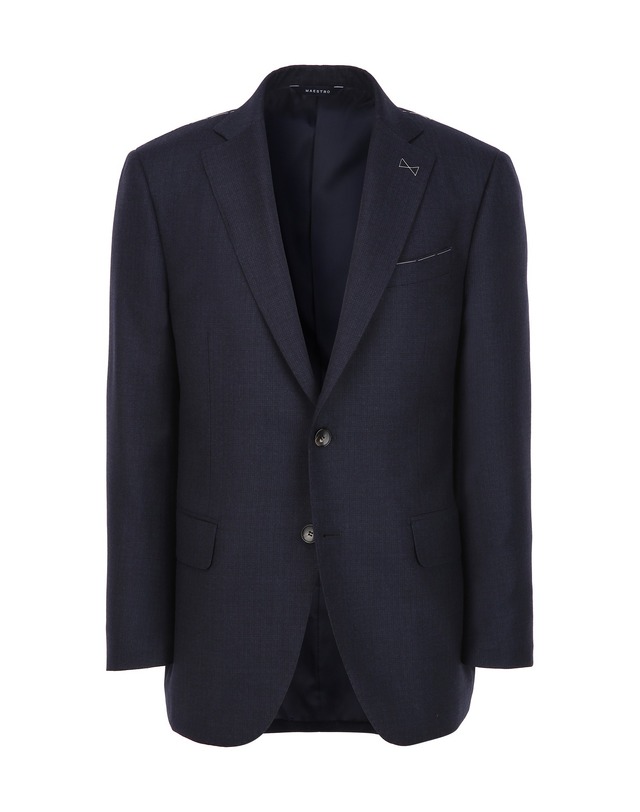 마에스트로 세트 [MILANO][ZEGNA] 네이비 울실크 밀드 마이크로 패턴 수트 착용컷