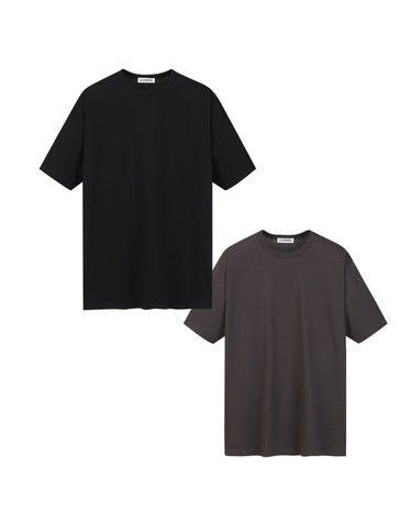 [SET] US 코튼 숏 슬리브 티셔츠 블랙 & 그레이 세트