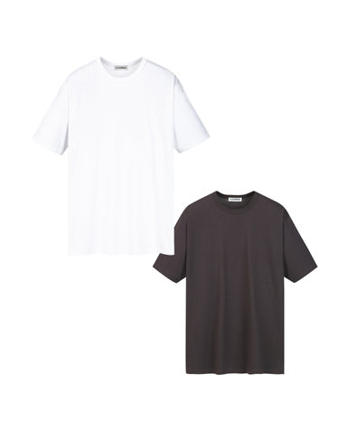 [SET] US 코튼 숏 슬리브 티셔츠 화이트 & 그레이 세트
