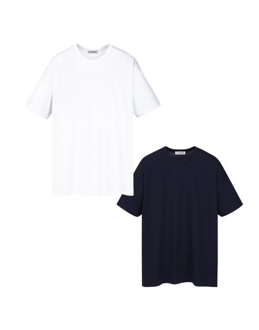 [SET] US 코튼 숏 슬리브 티셔츠 화이트 & 네이비 세트