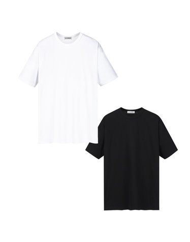 [SET] US 코튼 숏 슬리브 티셔츠 화이트 & 블랙 세트