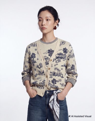 [Set] [FW Toile Collection] 뜨왈 코튼 가디건 라이트베이지 + 풀오버 라이트베이지