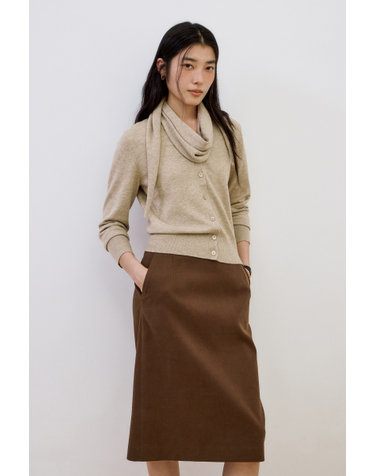 [Set][HAVE HAZZYS][EXCLUSIVE] 스카프 가디건 + 미디 스커트