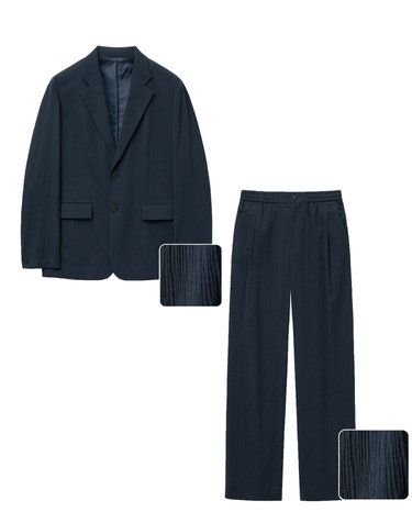 Seersucker Loose & Wide FIt Set-up (Navy)
