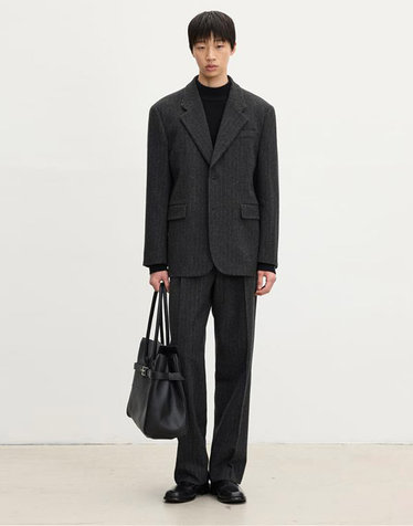 Pin-stripe Wool Single Suit Set-up (Grey)