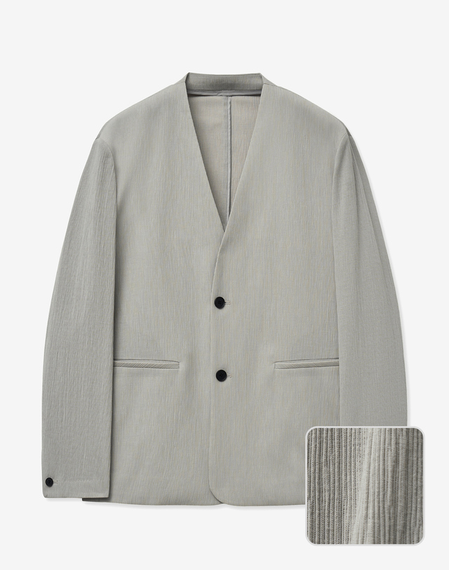 티엔지티 세트 Seersucker Collarless Wide Set-up (Light Beige) 베이지 착용컷