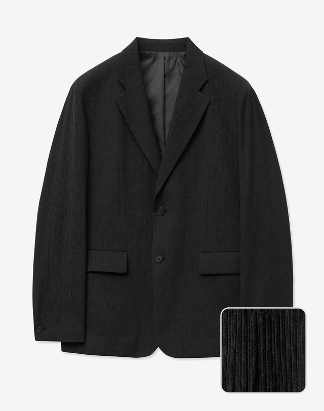 티엔지티 세트 Seersucker Loose & Tapered FIt Set-up (Black) 블랙 착용컷