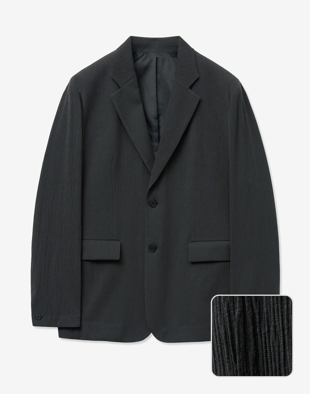 티엔지티 세트 Seersucker Loose & Tapered FIt Set-up (Grey) 그레이 착용컷