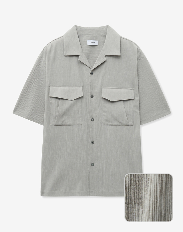 티엔지티 세트 Seersucker Shirts & Wide Pants Set-up (Beige) 베이지 착용컷