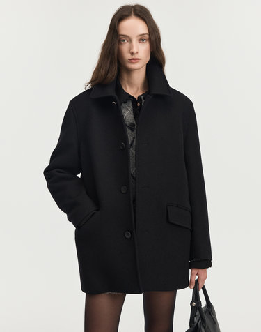 Cashmere-Blend Short Coat (Black)