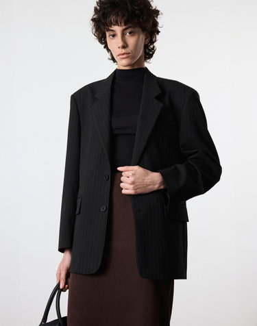 티엔지티 세트 · Pin Stripe Structure Single Jacket (Black) · [26SS] · 스토어 상품 이미지