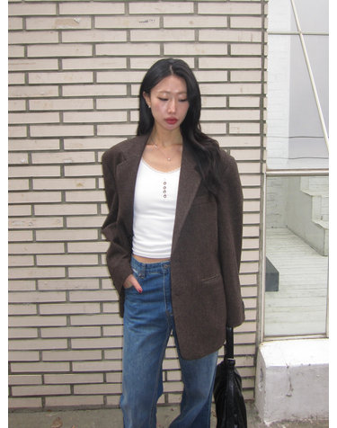 티엔지티 세트 · Oversized Wool Micro Check Jacket (Brown) · [26SS] · 스토어 상품 이미지