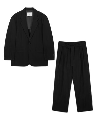 Viscose Blend Oversized Jacket & Pants (Black)