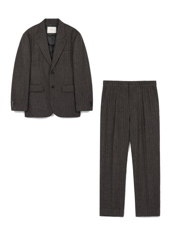 Redford Wool Herringbone Jacket & Tapered Pants (Grey)