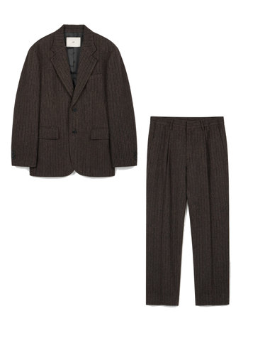 Redford Wool Herringbone Jacket & Tapered Pants (Brown)