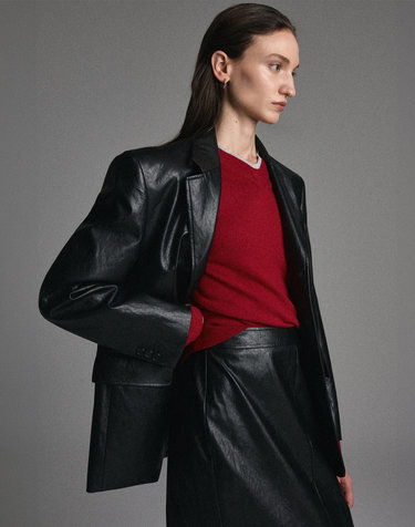 Faux Leather Jacket (Washed Black)