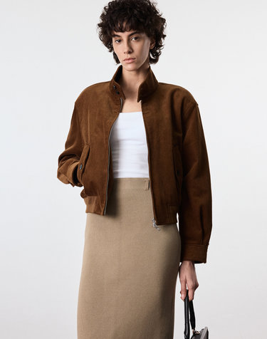 Corduroy Harrington Jumper (Khaki Brown)