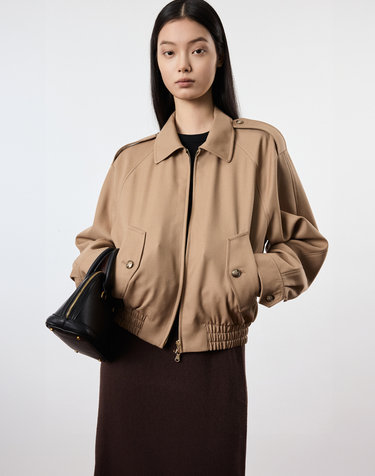 Wool Blouson Short Jumper (Beige)