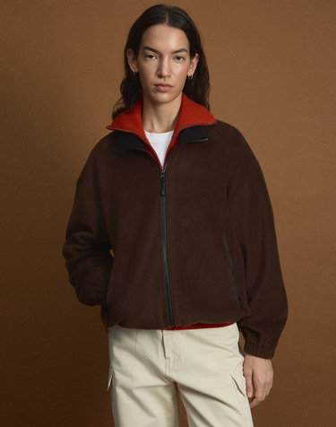 [UNI] Koenji Fleece Oversized Zip-Up Jacket (Brown)