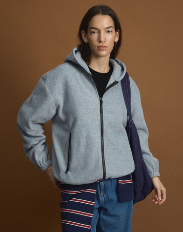 [UNI] Koenji Fleece Oversized Hooded Zip-Up Jacket (L.Grey)