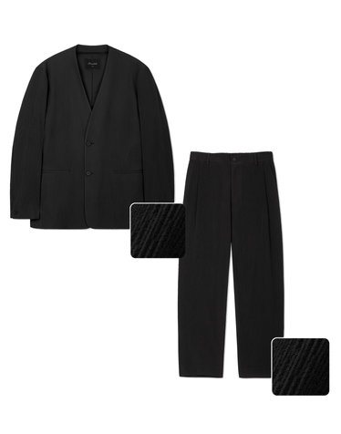 Kinoshita Collarless Jacket & Tapered Pants (Black)