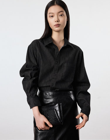 Oversized Denim Shirts (Raw Black)
