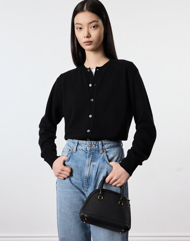 Cashmere Blend Knit Cardigan (Black)