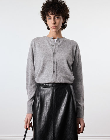 Cashmere Blend Knit Cardigan (Grey)