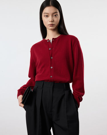 Cashmere Blend Knit Cardigan (Red)