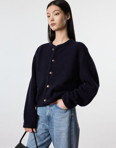 Oversized Mohair Cardigan (Navy)