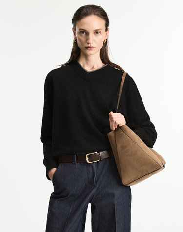 Layered V-Neck Knit (Black)