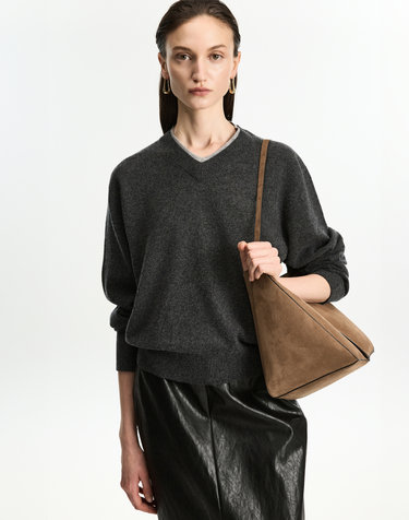 Layered V-Neck Knit (Grey)