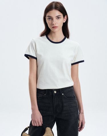 Cropped Ringer Tee (Cream)