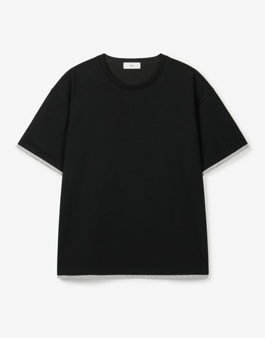 Layered Roll-Up Cropped Tee (Black)