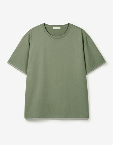 Layered Roll-Up Cropped Tee (Pale Sage)