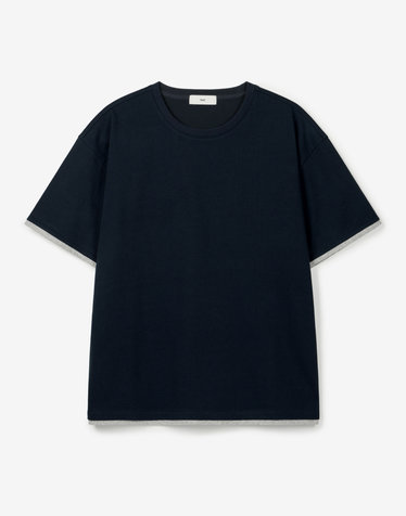 Layered Roll-Up Cropped Tee (Navy)