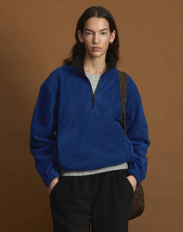 [UNI] Koenji Fleece Oversized Half-Zip Sweatshirt (Blue)